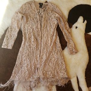 NUDE COLOUR TASSLE LACE  VEST